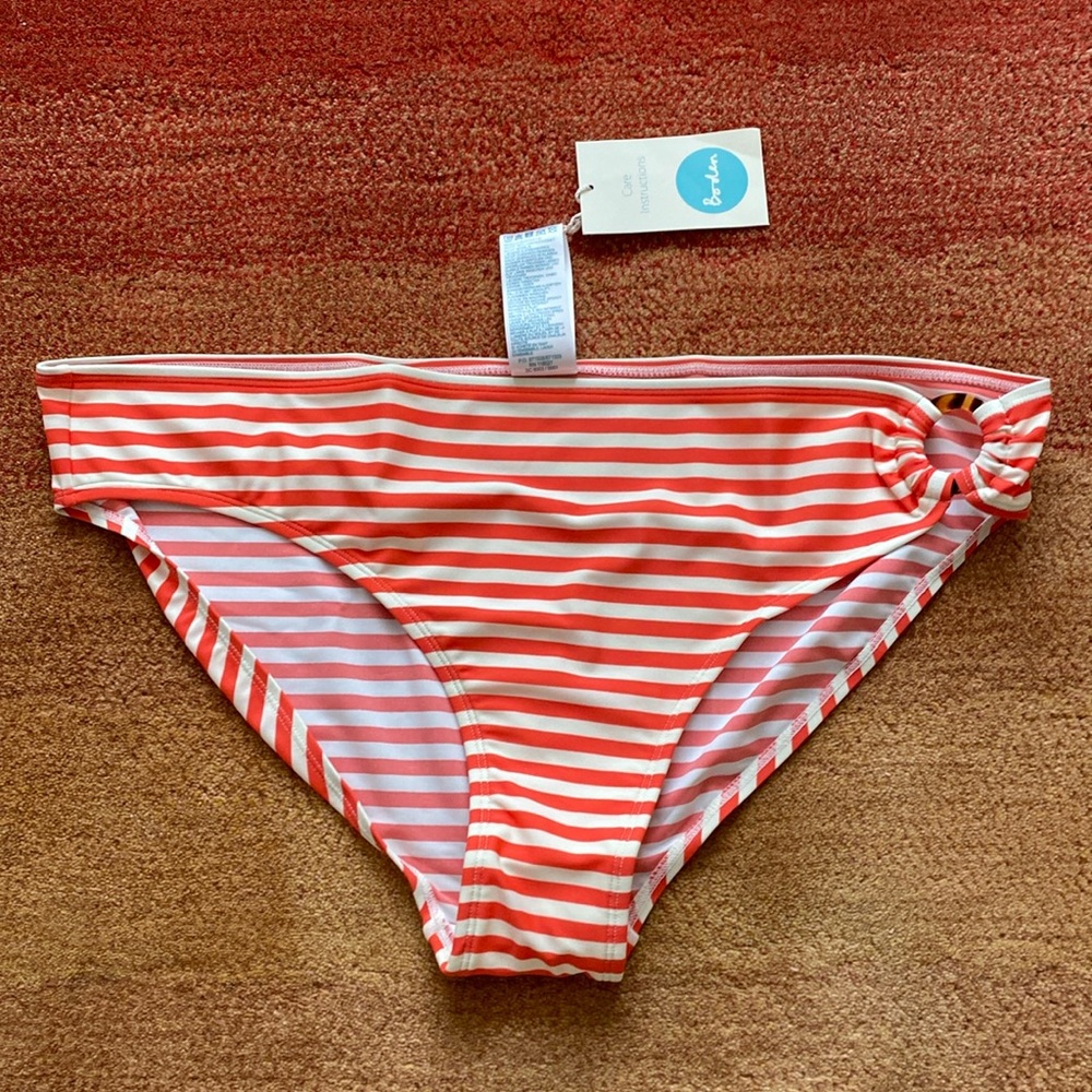 BODEN WB056 STRIPED PINK & WHITE HOOP DETAIL BIKINI BOTTOM - US 16/18